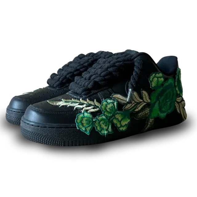 Nike Air Force 1 Black Rope Lace Green Rose Csanadsoles