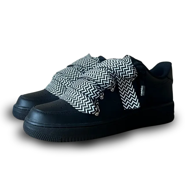Nike Air Force 1 Black Lanvin Rope Lace Black White Csanadsoles