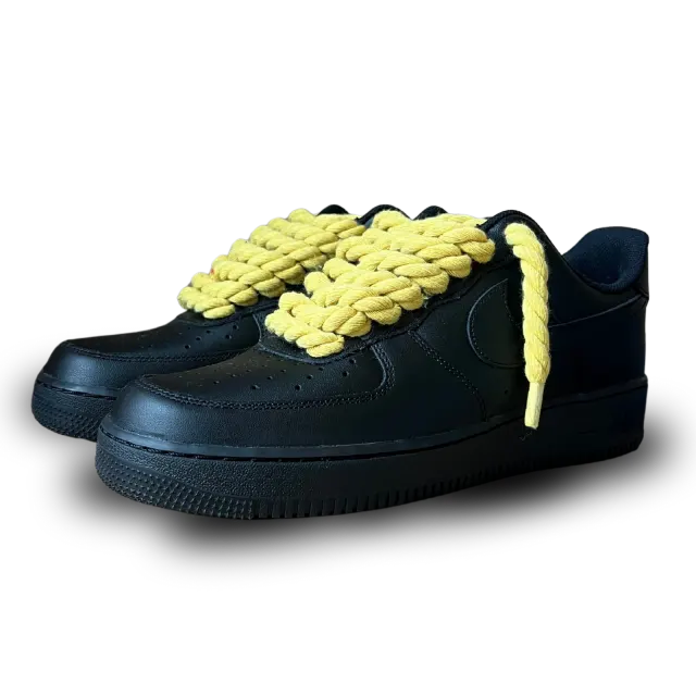 Nike Air Force 1 '07 Black Chunky Rope Lace Yellow Csanadsoles
